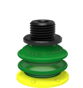 0125106派亞博吸盤Suction cup BX20P Polyurethane 30/60, G1/8寸male / M5 female, with dual flow control valve-派亞博吸盤派亞博多層波紋吸盤